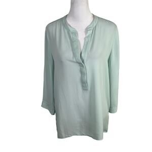 Alice Collection Top Blouse 3/4 Sleeve Mint Green Medium V-Neck Business Casual